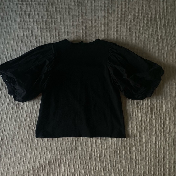 Anthropologie English Factory black puff sleeve top. - Picture 3 of 9